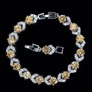 🆕️💎PINK CHAMPAGNE ZIRCON  TENNIS BRACELET - SILVER TONE💎